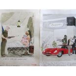 Smilby, Francis Wilford-Smith forty coloured 'Travel/Holiday/Car/Boat' themed artists rough sketches