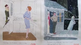 Smilby, Francis Wilford-Smith twenty-nine coloured 'Christmas Party' themed artists rough sketches