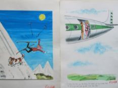 Smilby, Francis Wilford-Smith twenty coloured 'Sporting' themed original artists rough sketches