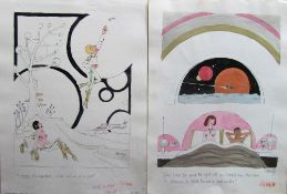 Smilby, Francis Wilford-Smith nineteen coloured 'Space Age' themed original artists rough sketches