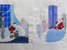 Smilby, Francis Wilford-Smith 43 coloured 'Christmas' themed original artists rough sketches