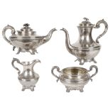 A Vict. three piece silver tea service, hallmarked London 1848(4)