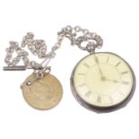 A Vict. silver open faced pocket watch, hallmarked London 1885