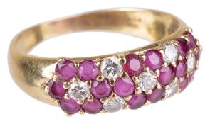 A Continental ruby and diamond set fancy ring