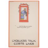 Fougasse (Kenneth C B 1886-1965) Careless Talk Costs Lives lithograph