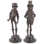 A pair of spelter figural candlesticks, 20th c. (2)