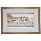 Laurence S Lowry, RBA, RA (Brit.1887-76) "The Beach, Deal" print (2)