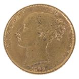 A Queen Victoria 1872 gold full sovereign, die number 111