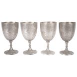 A set of four Siamese Sterling silver goblets(4)