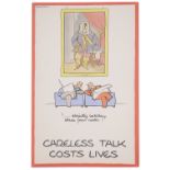 Fougasse (Kenneth C B 1886-1965) Careless Talk Costs Lives lithograph