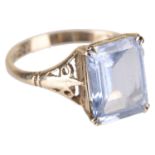 A gold mounted aquamarine dress ring