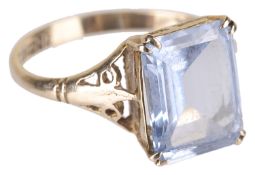 A gold mounted aquamarine dress ring