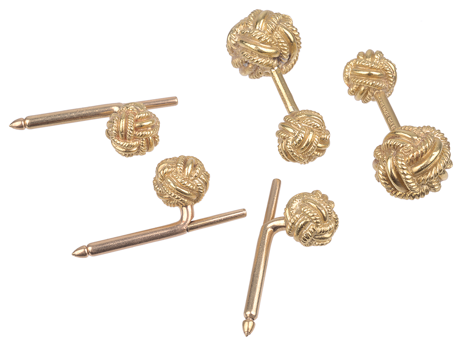 A pair of Tiffany & Co. Schlumberger 18K gold cufflinks and studs(4)
