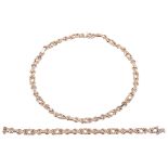 A Continental 9ct gold fancy link necklace and matching bracelet(2)