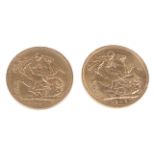 Two Edward VII gold full sovereigns(2)