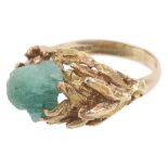 An unusual rough emerald set fancy ring