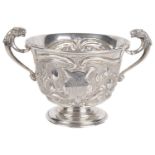 A Vict. silver twin handled pedestal bowl, hallmarked London 1897