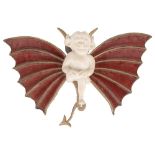 W.H. Goss china devil mounted on carved wooden bat wings;one other(2)