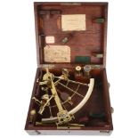 An 8 1/2-inch brass lattice sextant by Lorieux A. Hurlimann, Paris