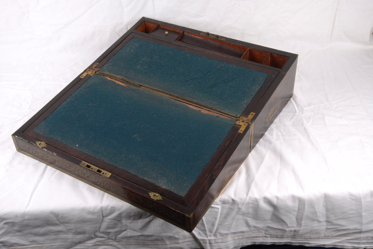 A Vict. rosewood and brass writing slope - Image 2 of 2