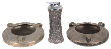 A Siamese Sterling silver Ronson table lighter(3)