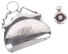 A George V ladies silver purse and a ladies silver pocket watch(2)