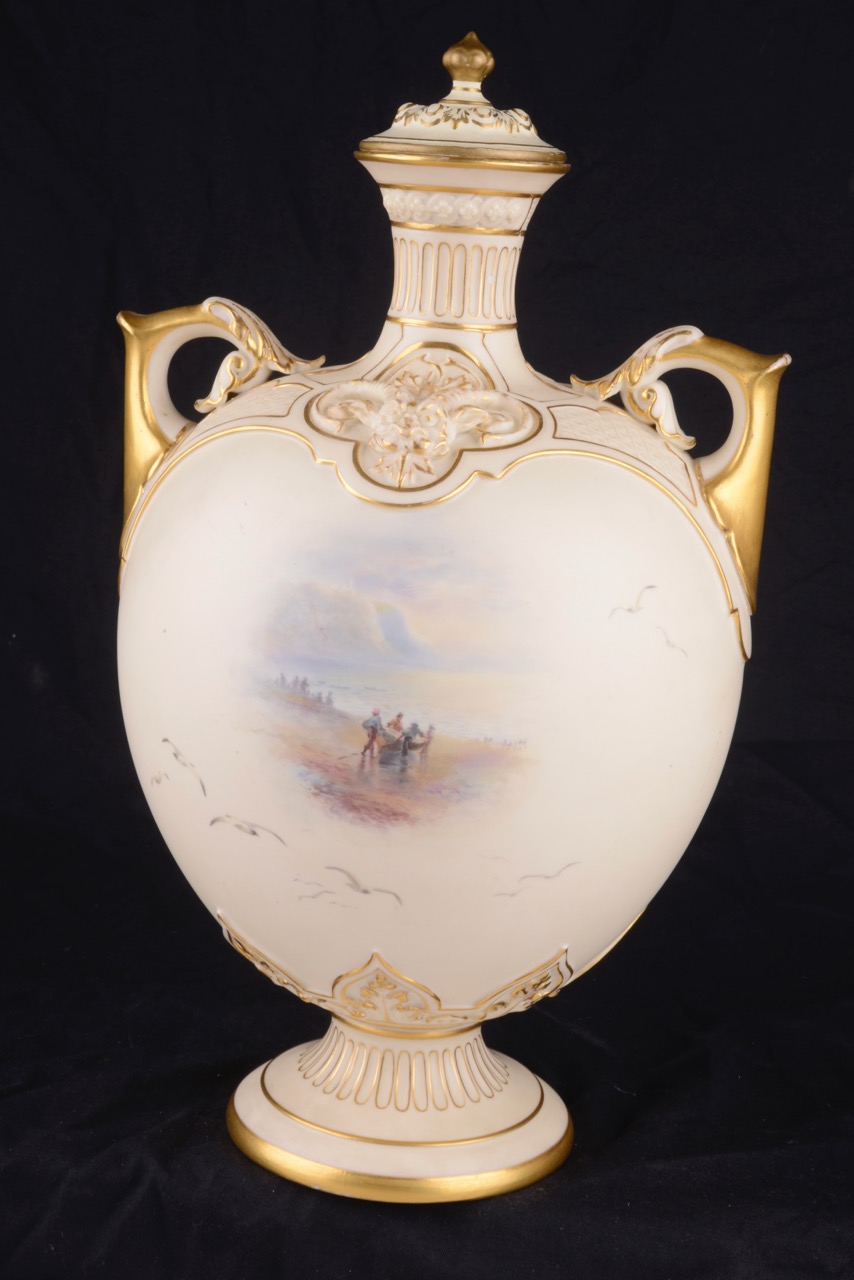 A Royal Worcester twin handled vase and cover Edward Salter, c1893 - Image 2 of 15