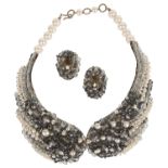 A Vintage Coppola e Toppo glass bead and pearl bib necklace/choker(2)