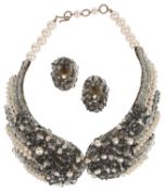 A Vintage Coppola e Toppo glass bead and pearl bib necklace/choker(2)