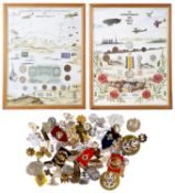 A large collection of Brit. Military cap and other badges (qty)