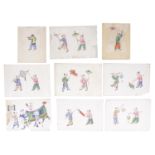 Another set of 19th c. Chinese rice paper paintings(9)