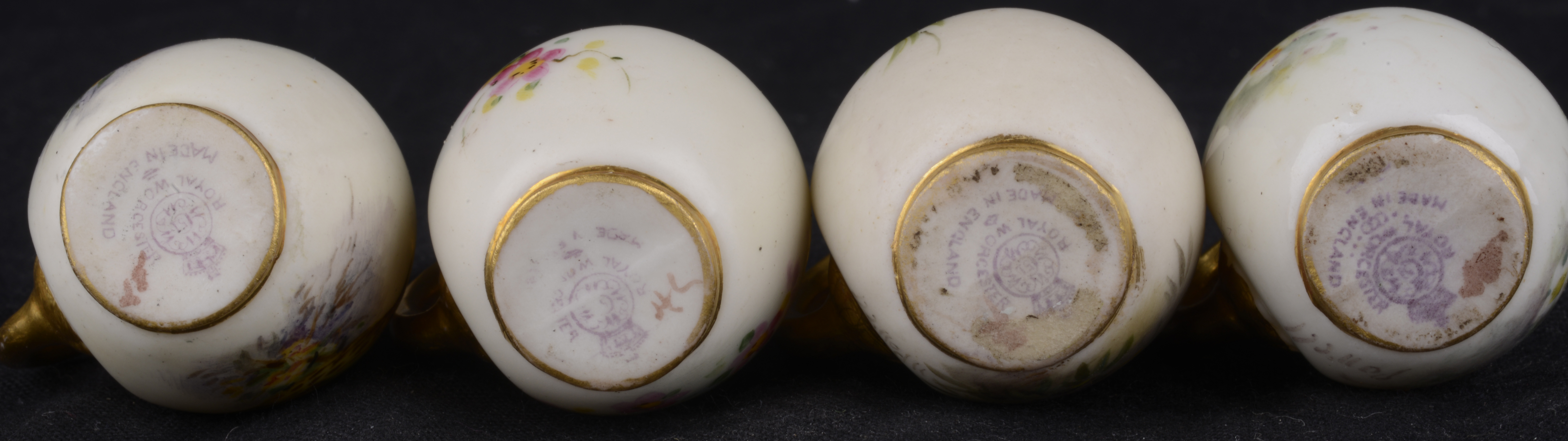 Four Royal Worcester blush ivory miniature ewers(4) - Image 3 of 4