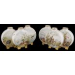 Pair of Royal Worcester aesthetic movement triple moon flasks c1880(2)