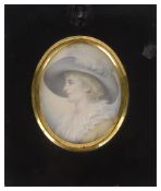 An early 20th c. portrait miniature on ivory of a lady