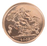 A Queen Elizabeth II 2006 rose gold full sovereign