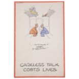 Fougasse (Kenneth C B 1886-1965) Careless Talk Costs Lives lithograph