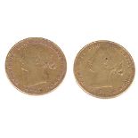 Two Queen Victoria gold full sovereigns, Sydney Mint(2)