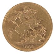 A Queen Victoria 1882 gold full sovereign, Melbourne Mint