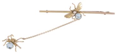 A Vict. 9ct gold mounted 'spider and fly' brooch