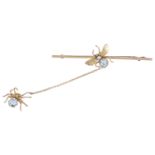 A Vict. 9ct gold mounted 'spider and fly' brooch