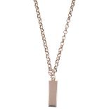 A small rectangular 9ct gold ingot on chain