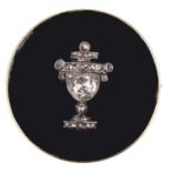 An attractive Georgian black enamel and rose diamond mourning brooch