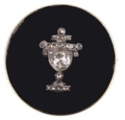 An attractive Georgian black enamel and rose diamond mourning brooch