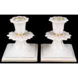 Graingers Worcester glazed parianware dwarf candlesticks, 19th c. (2)