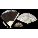 Two Cantonese ivory fans and another(3)