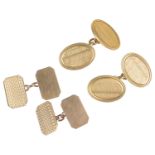 Edwardian 18ct gold cufflinks and another pair of gold cufflinks(2)