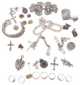 A collection of Vict. gold rings and silver items (qty)