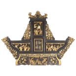 A 19th c. Chinese carved lacquered wood and gilt temple carving