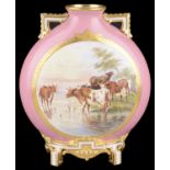 A Royal Worcester twin handled moon flask