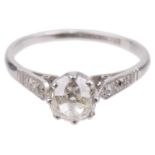 An Edwardian single stone old cut diamond set ring
